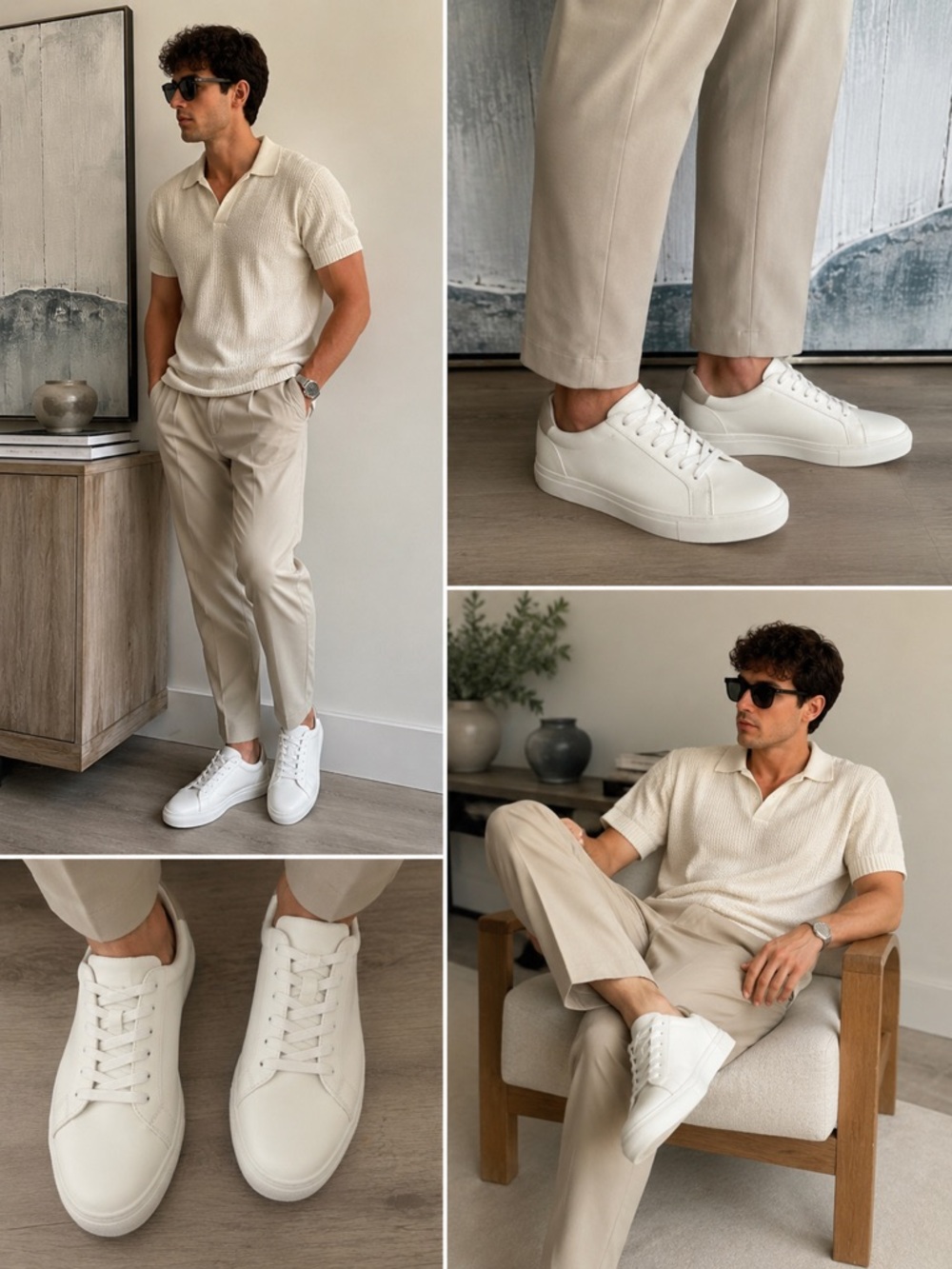 Nordstrom Rack Room White Lace Up Sneakers Minimalist Quiet Luxury Mens Size 8